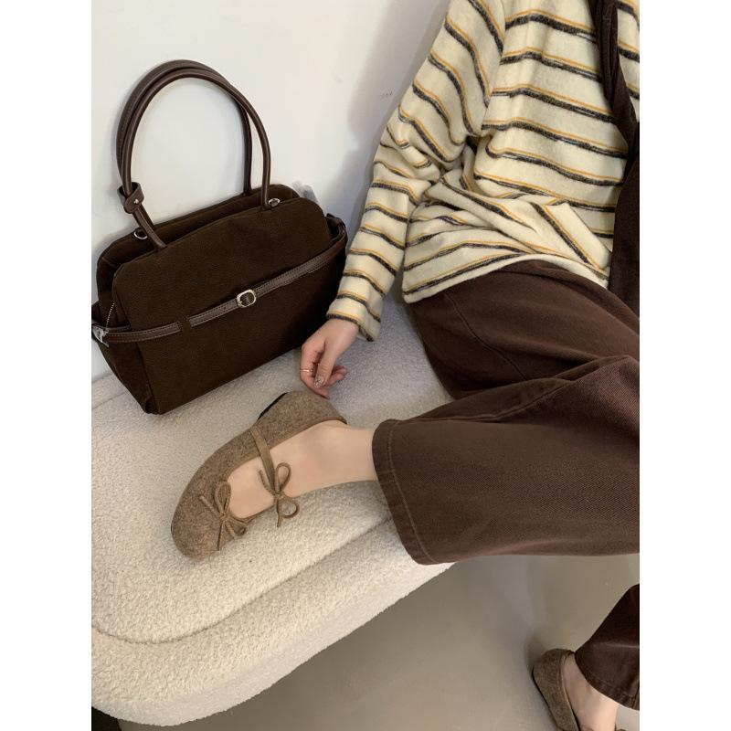 Evening Wind Heightening Ballet Shoes French Bow Mary Jane Shoes 2025 Four Seasons New with Skirt Shoes