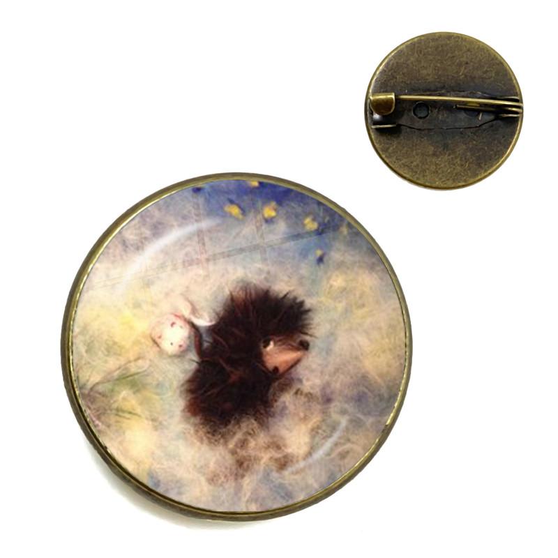 Broche de Ouriço Vintage Alfinetes de Animais Fofos Broches de Joias da Moda Broche de Gola Banhado a Bronze Antigo Para Mulheres Homens Presente