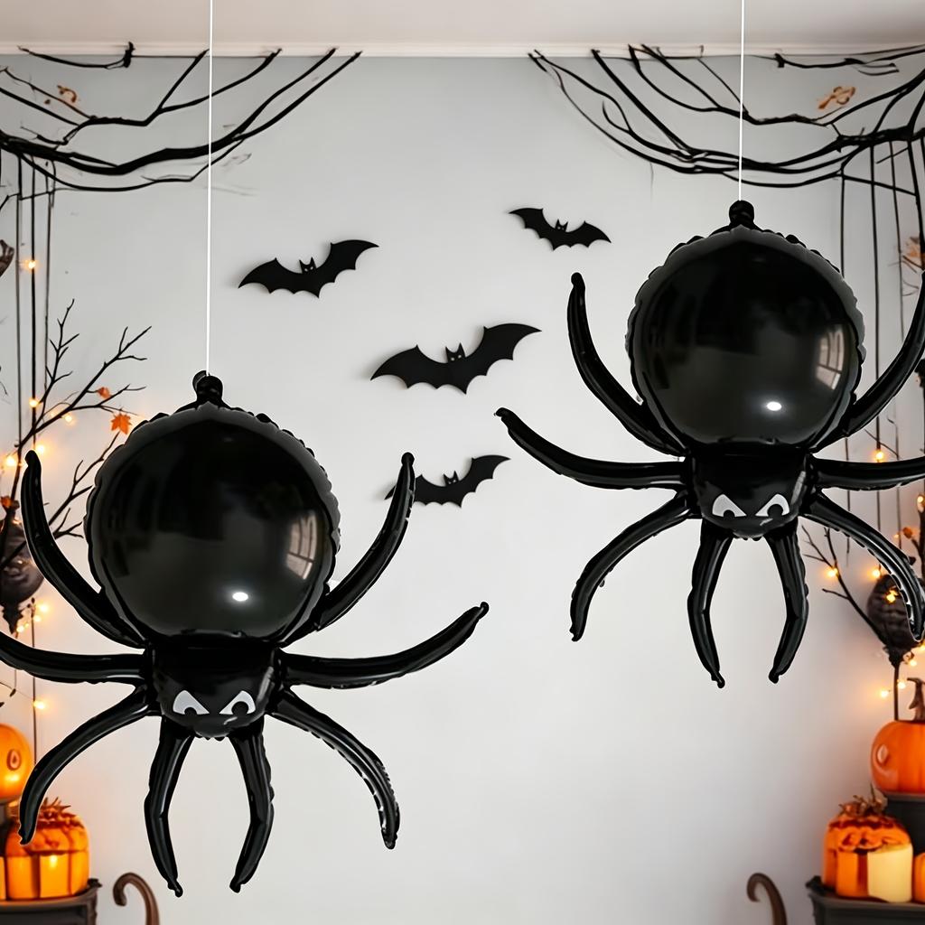 1 Pc Large 3D Spider Balloon with Ribbon Realistic Spider Shape Indoor Outdoor Party Decor for Haunted House Halloween Christmas Easter