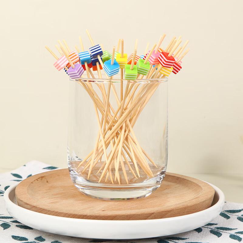 ZISIZ Striped Square Disposable Fruit & Snack Picks
