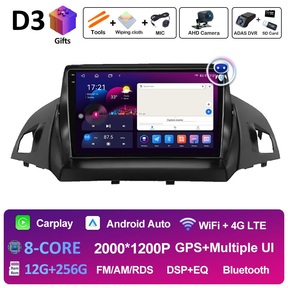 Smart System GPS Navigation For Ford C-MAX Kuga 2 Escape 3 2012 2013 2014 2015 - 2019 Wireless Carplay QLED IPS Screen Head Unit
