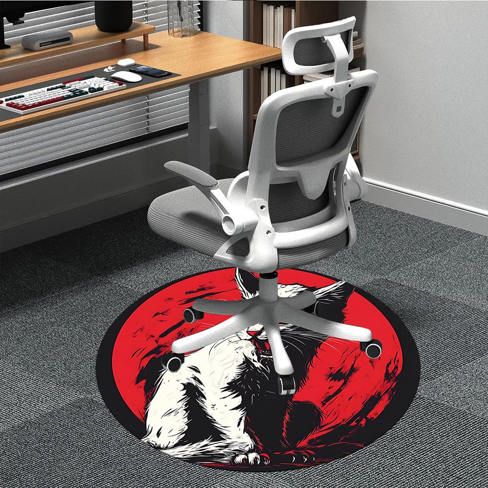 

1pc Nightshade Feline Office Round Area Rug, Under Office Chairs Bedroom Living Room Home Decor, Room Deco, Available in Various Sizes 80cm