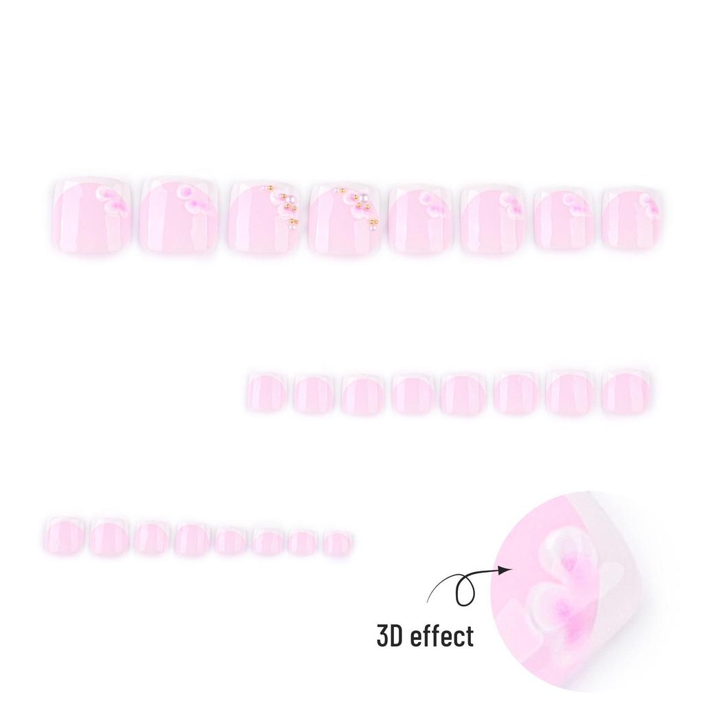 Punte French Estive Staccabili per Unghie dei Piedi con Fiori Freschi