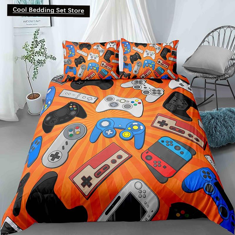 Boys Gamer Bedding Set Cartoon Game Luxury Duvet Cover King Queen Double Comforter Cover Gaming 2/3pcs Polyester Quilt Cover