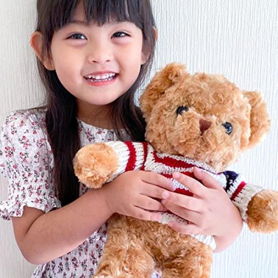 Pearl Pati Fluffy Teddy Bear Stuffed Animal with American Sweater Beige