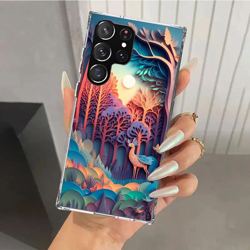 Natural Trees in Mountain Ranges Phone Case for Samsung Galaxy S26 S24 S23 Ultra S25 Edge S22 S21 Plus S20 FE + Soft Print Shell