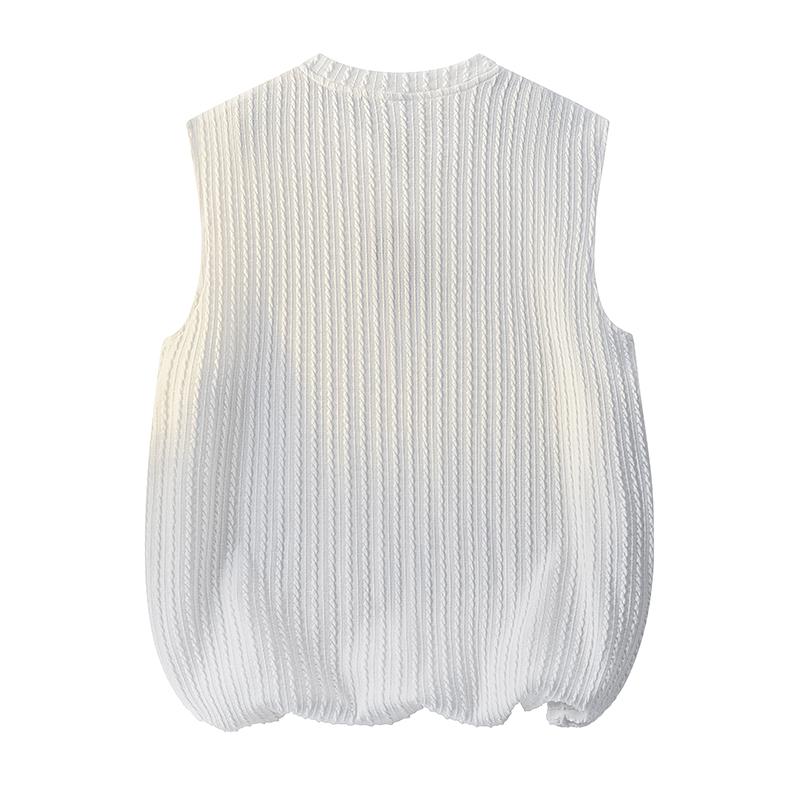 Jacquard Vest Men's Summer Thin Loose Casual Youth Vest Sports Sleeveless T-shirt Top