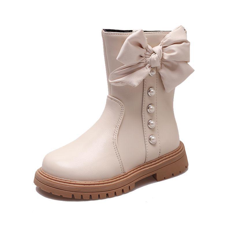 

Весенне-осенняя модная обувь с низким голенищем и бархатными бантами для маленьких девочек 32 (Insole: 19.6cm)