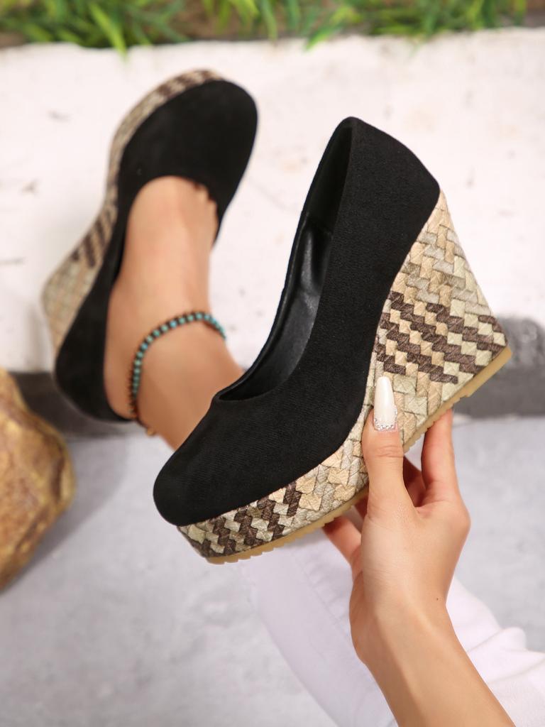 Fashion Women's Pumps Spring Autumn New Large Size Slip On Platform Wedge Shoes Comfortable Height Increase Non Slip Casual Single Shoes