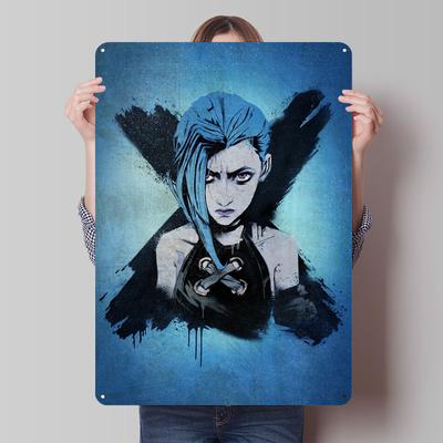 Jinx Graffiti Poster Arcane Game Metal Sign Coffee Bar Accessories Custom Tin Plaques for Gamer Gaming Room Decoration Man Cave