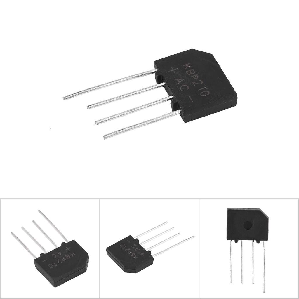2A 1000V Diode Bridge KBP210 Flat Rectifier Bridge for Electronic Circuit (10pcs)