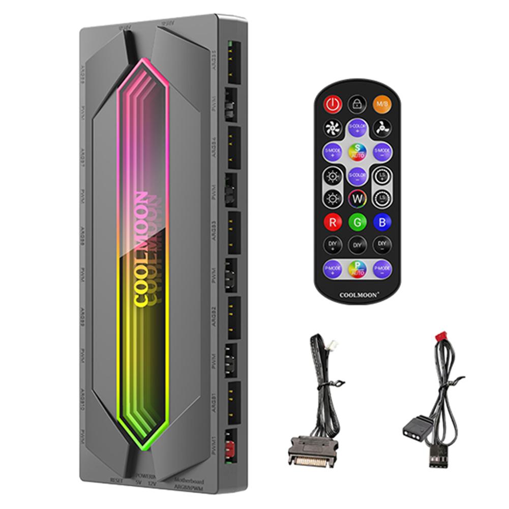 ARGB and PWM HUB Fan Hub Splitter with Remote SATA Power Supply Cable ARGB Splitter PWM & ARGB Hub Splitter for PC RGB Case Fans