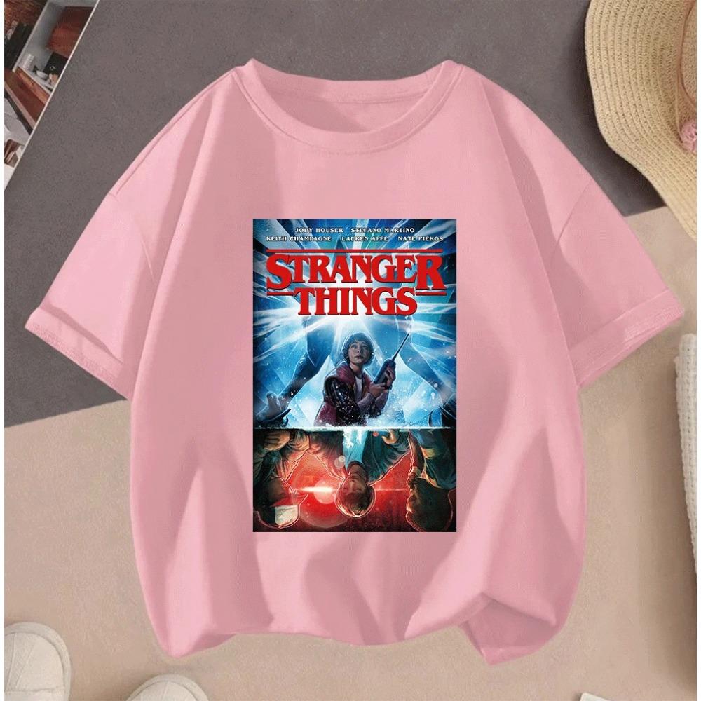 Hot Sale 2026 Stranger Things 2D Printed Casual Summer Short Sleeve T Shirt For Teenagers Kids Boys