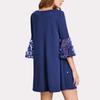 Women Casual Patchwork Tulle Polka Dot Crew Neck Loose A-line Dress