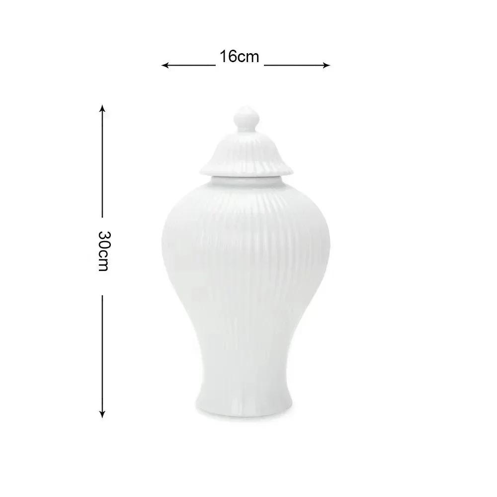 Ceramic Vase Universal Jar with Lid Golden Stripes Decor Ginger Jar Storage Bottle Desktop Porcelain Ornaments Home Decor Vase