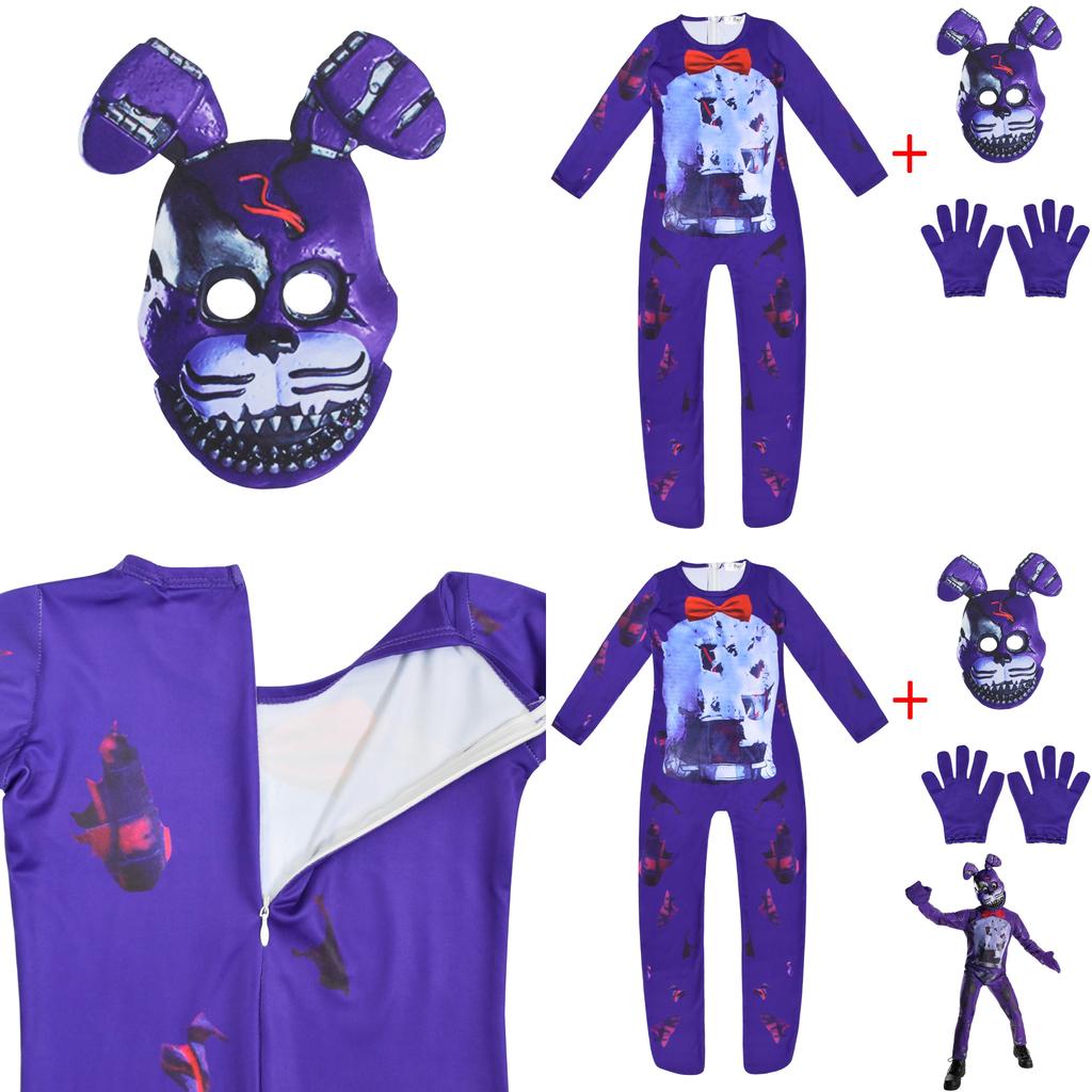 Unisex Sundrop Fnaf Toy Bear Cosplay Costume Bodysuit Jumpsuit Mask Glove For Carnivals