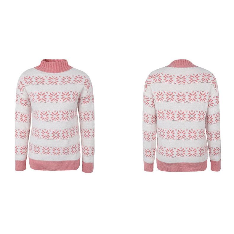 Dámský podzimní a zimní top úplet Poloviční rolák vánoční vzor sněhová vločka svetr pro ženy