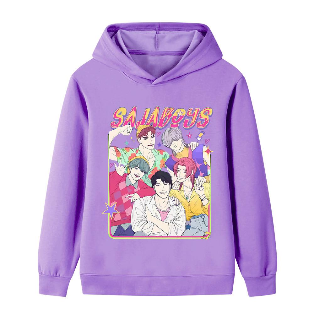 B1227 Kids Boys Girls Sajaboys Kpop Rumi Zoey Mira Print Long Sleeves Hoodie