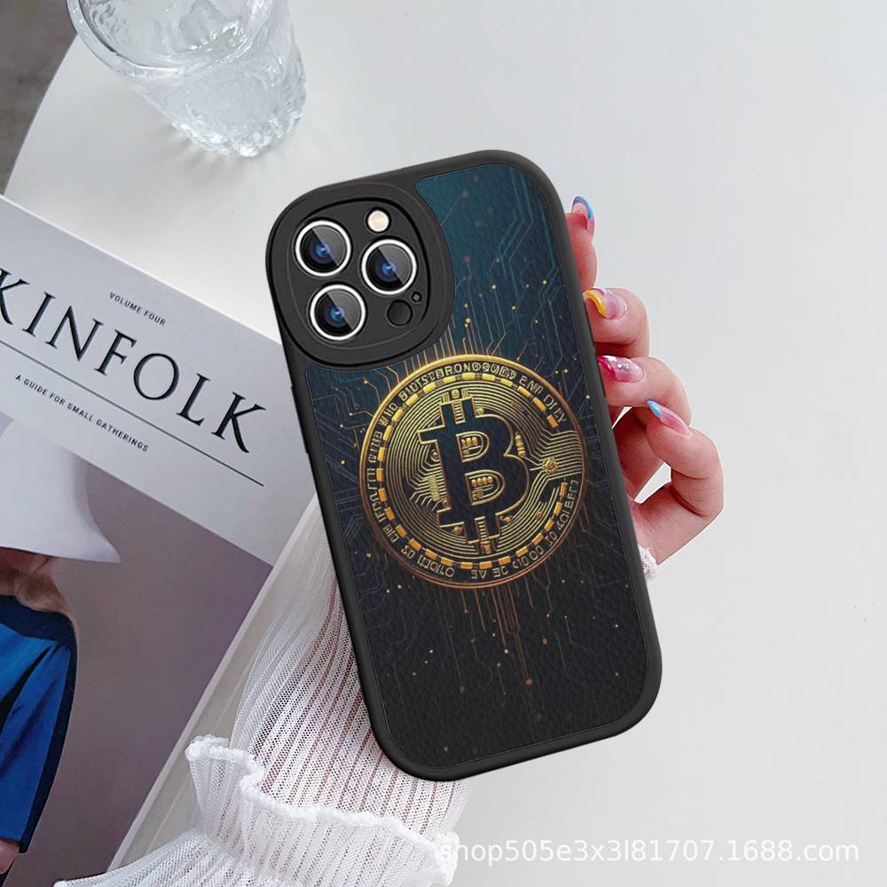 Bitcoin Phone Case Hard Leather For IPhone 14 13 16 Mini 15 14 11 12 Pro Max Plus Fundas