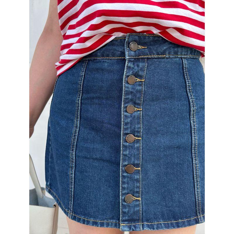

30% off Miss Biggie Fashion Plus Size Slim Looking Easiest for Match Mid-High Waist Cotton Breasted Denim Skirt Skirt Water wash blue XXXL