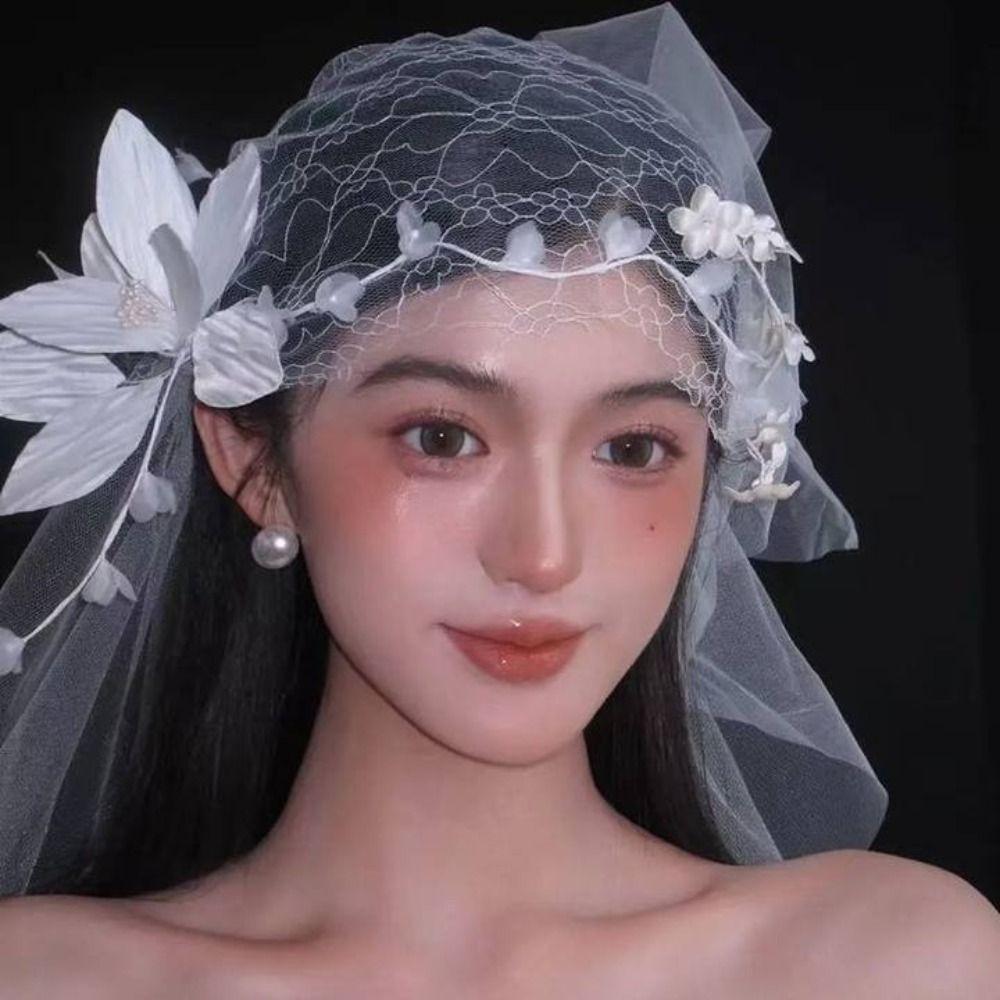 French Style Bridal Lace Floral Hat Luxury Wedding Headband Bridal Headdress  Hair Accessories