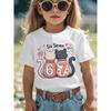 European Sizes Girls' Short Sleeve T-Shirt for Valentine'S Day | Casual And Versatile Top Featuring a Cartoon Cat