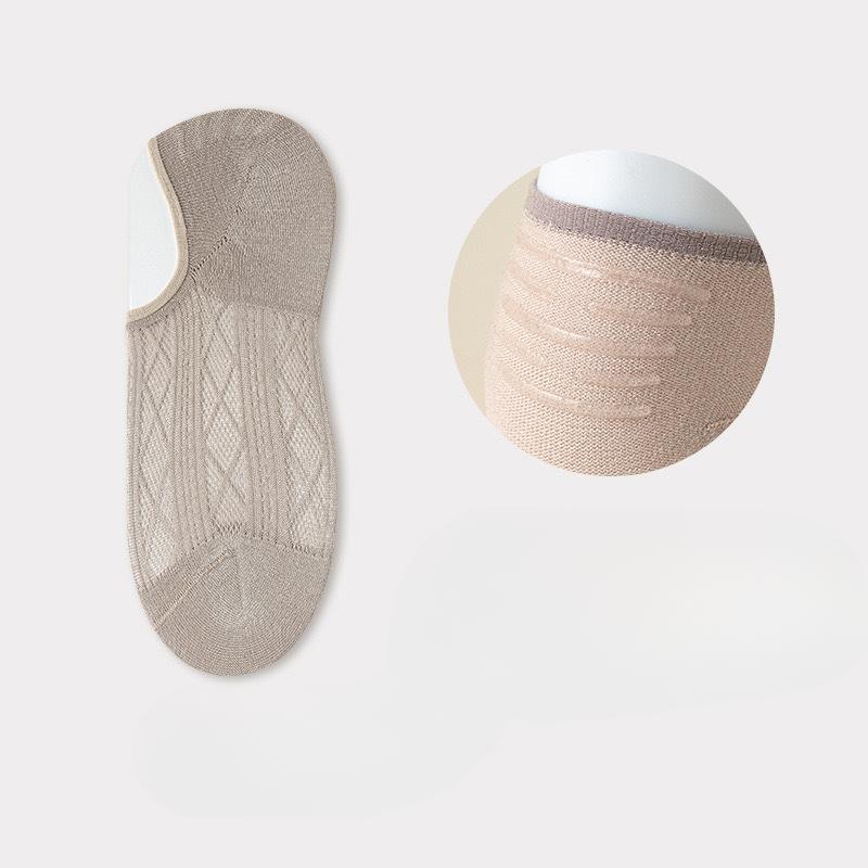 Women's Summer Thin Casual Solid Color Breathable Invisible Silicone Non Skid Boat Socks