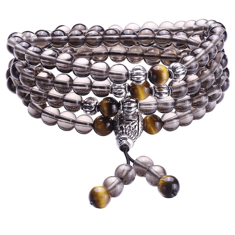 6mm Natural Obsidian and Tiger Eye Beaded Bracelet With Appraisal Cert & Gift Set