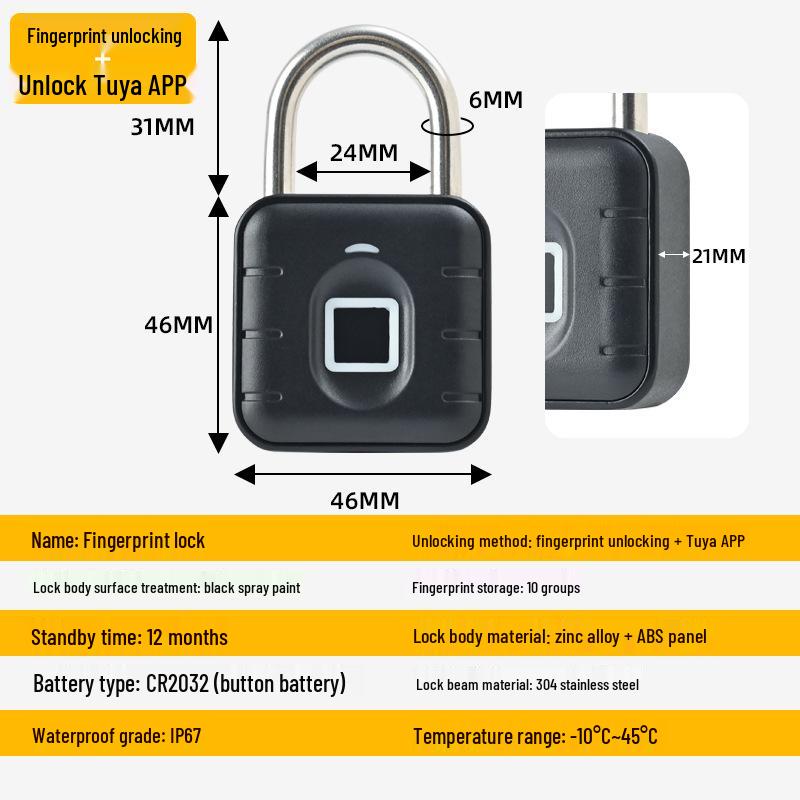 Compact Fingerprint Padlock for Backpacks, Luggage, Dorms, and Cabinets