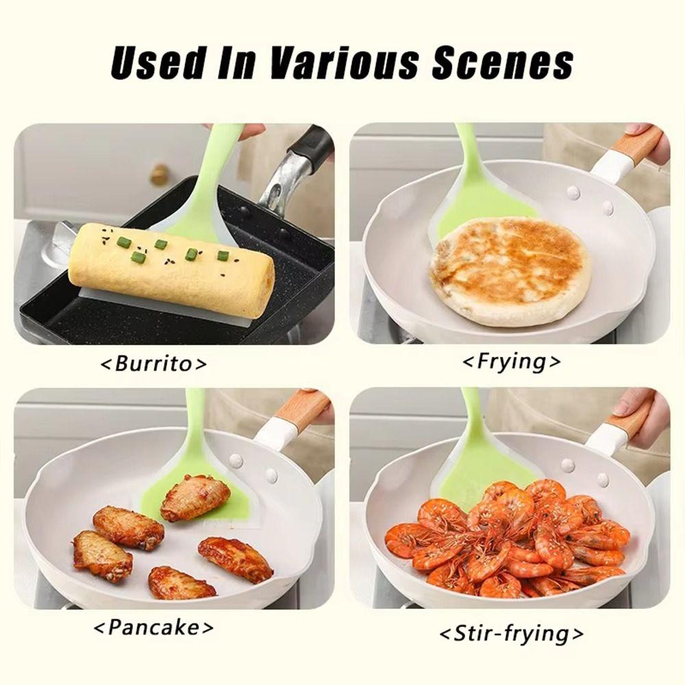 Wide Pancake Spatula Heat-Resistant Cooking Tool Silicone Turner  For Eggs, Fish, and Frying