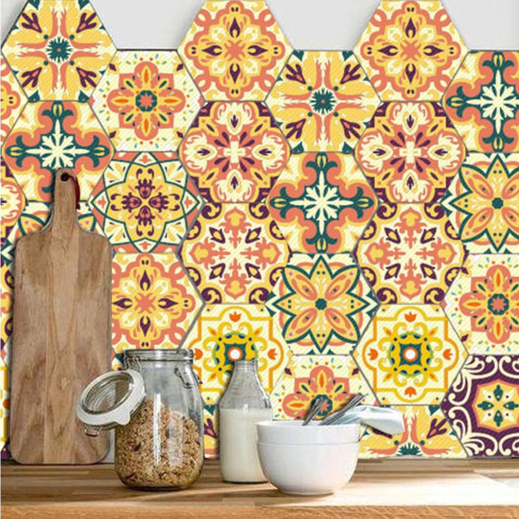 Buy 10Pcs BOHO Wall Tile Stickers Selfadhesive Floor Decal Bath