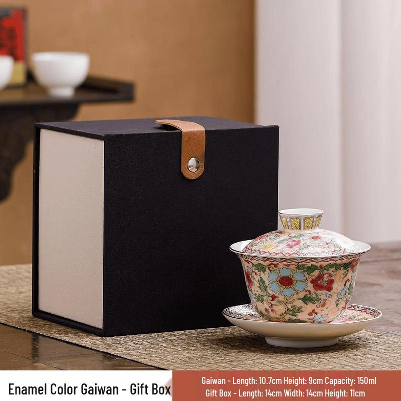 Enamel Sancai Gaiwan Tea Brewing Set