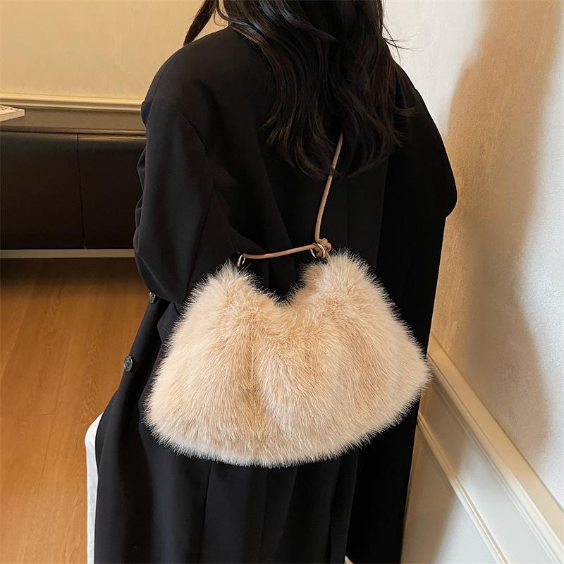 Women's Shoulder Bag Large Capacity Underarm Bag Solid Color Tote Bag