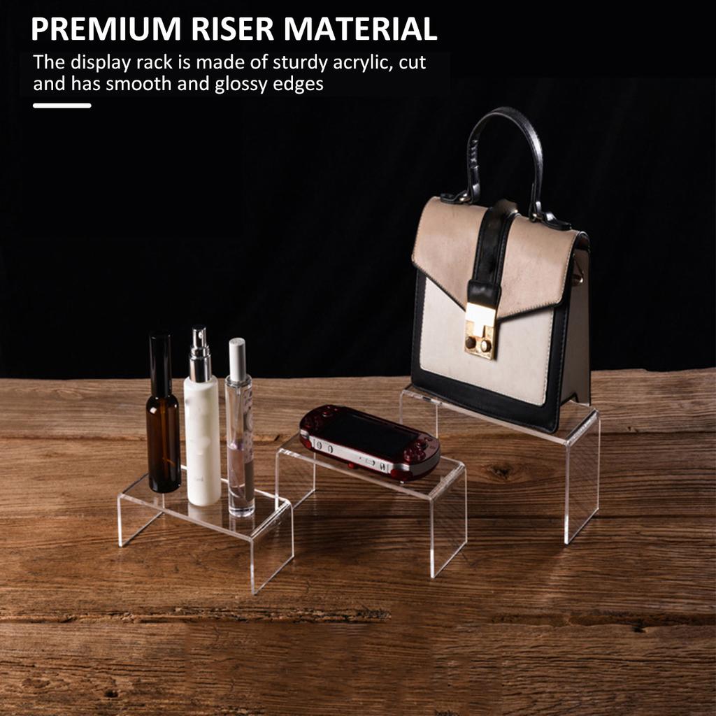 9/3Pcs Acrylic Display Stand U Shape Organizer Stand Display Risers for Show Figures, Cupcake, Jewelry, Toys, Perfume and More