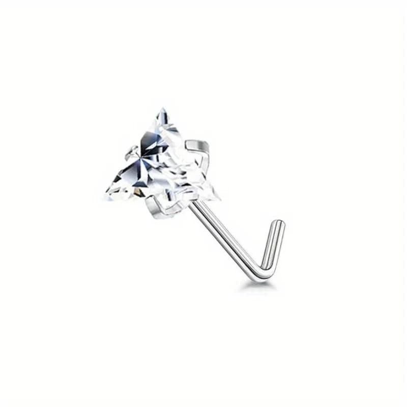 

Bobisty Nose Studs Stainless Steel Opal CZ Heart Butterfly L-Shaped Nose Rings for Women Stylish Elegant Picering Jewelry