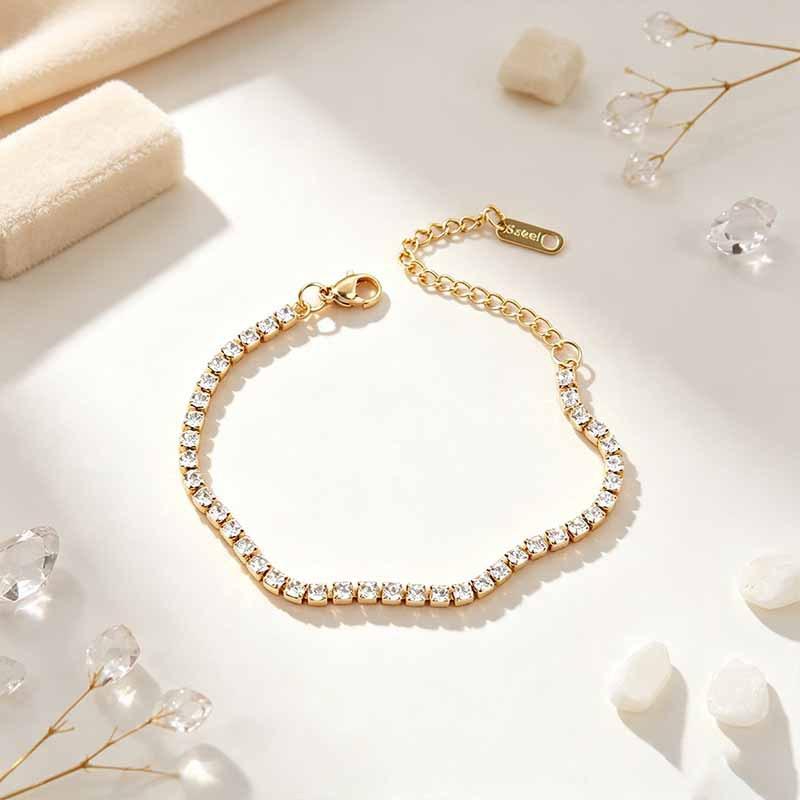 European and American best-selling light luxury high-end diamond-encrusted bracelet for women, stainless steel zircon bracelet, in-stock direct sale
