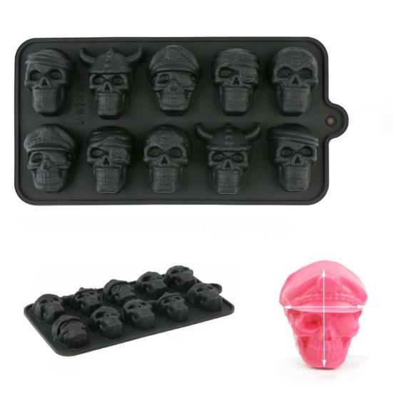 2Pcs Ice Cube Mold 10 Grids Skull Shape Spooky Snacks Halloween Events Molds Food Grade Silicone Easy Demold Baking Mold