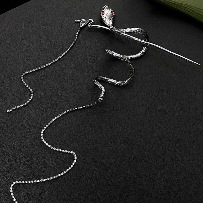 Snake Hairpin Hair Stick Winding Twine Warp Long Tassel Snake Hair Punk Style Hairpin Chinese  Headwear