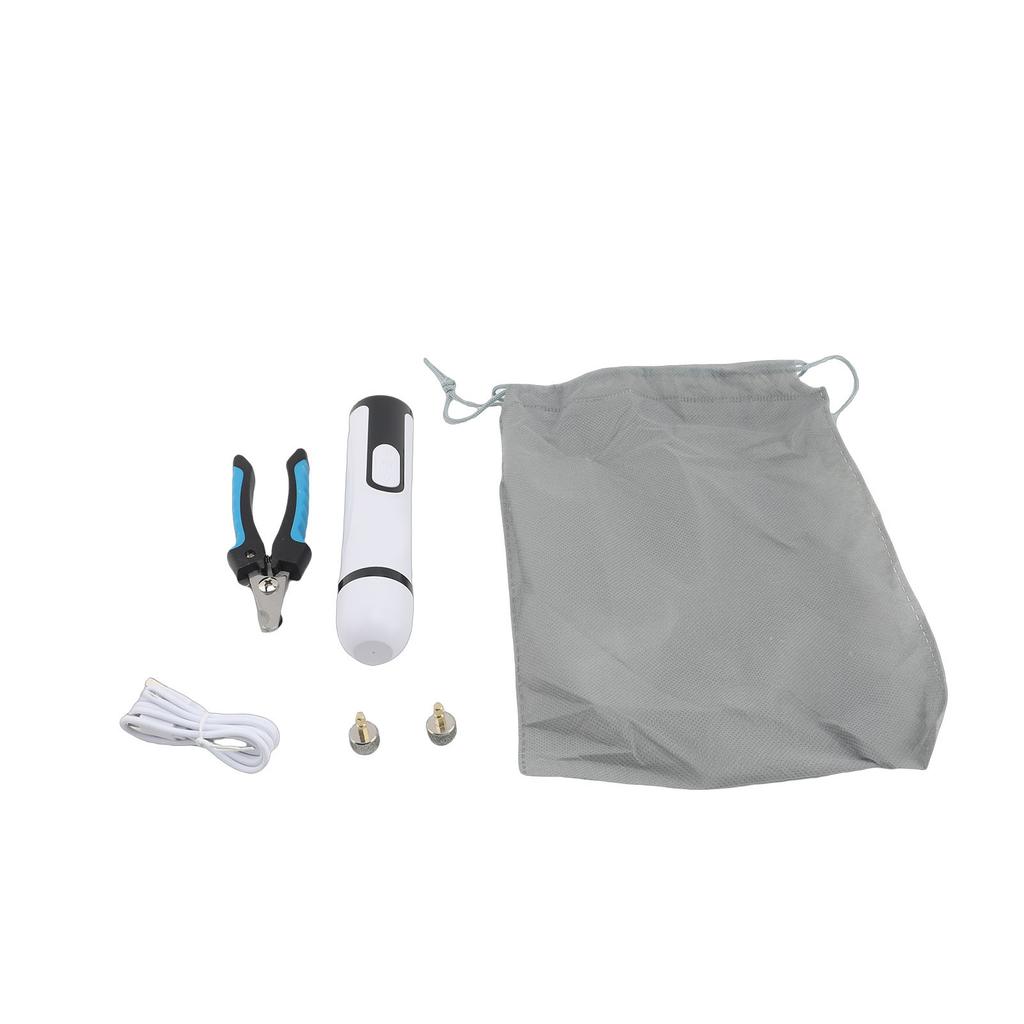 Dog Nail Grinder High Power LED Dual Light Low Noise Rechargeable Electric Pet Grooming Tool Nail Polisher + 2 Grinding