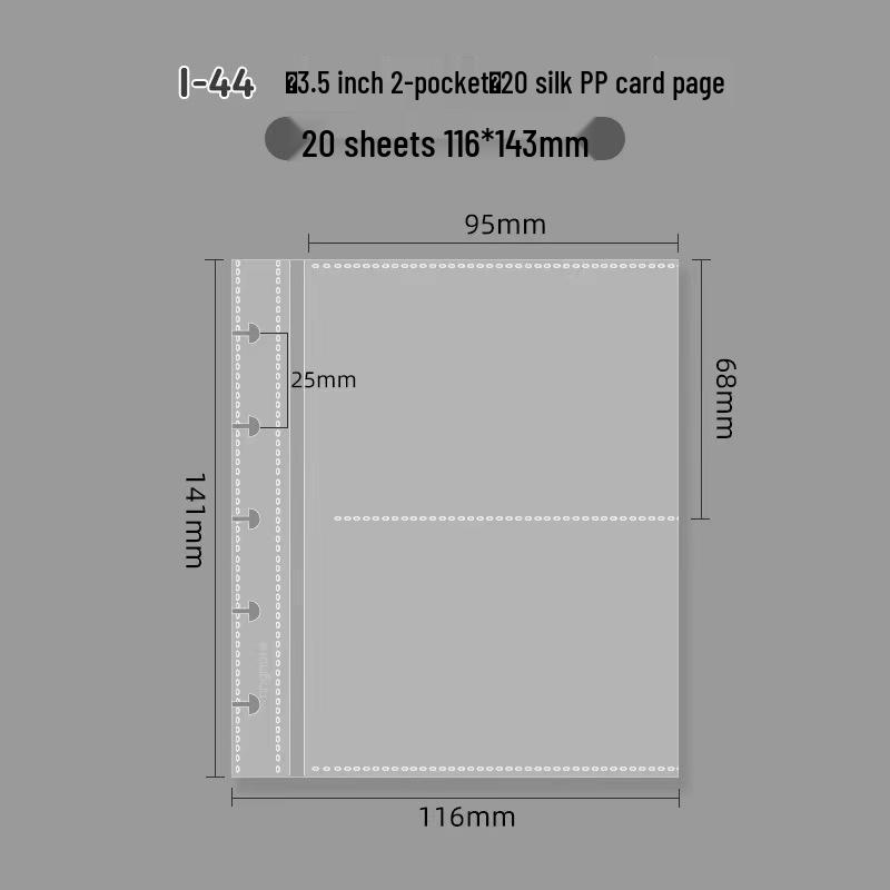 RINGNOTE Compact 3" Transparent 2-Pocket Card Album with Mushroom Hole for Desktop Display
