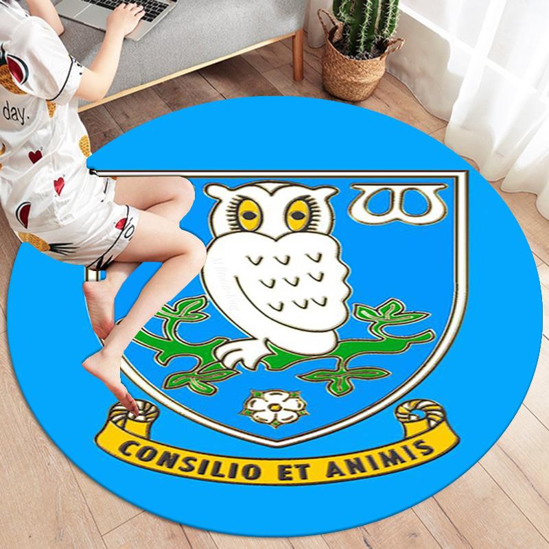 Sheffield Wednesday Football Club Round Area Rug,Carpet Rug for Living Room Bedroom Sofa Playroom Decor,Non-slip Floor Mat