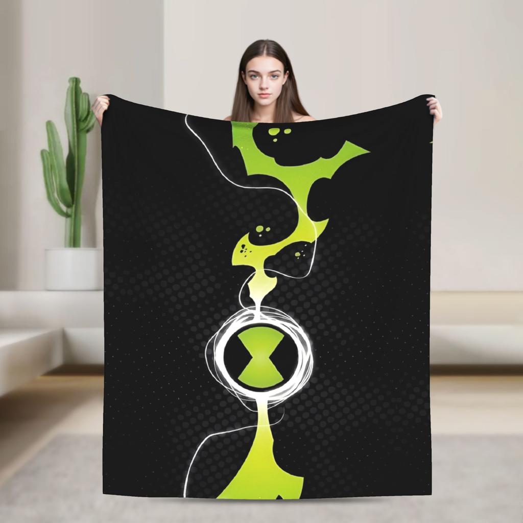 Ben 10 Omnitrix Unleashed Flannel Blankets  Warm Soft Bedding Throws for Couch Bed Picnic Aesthetic Bedspread Sofa Bed Cover