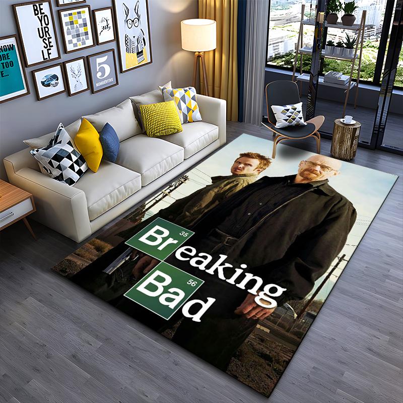 Area Rug, Breaking Bad Walter White Jesse Pinkman Duo Poster, Man Cave Decor, Non-Slip Mat