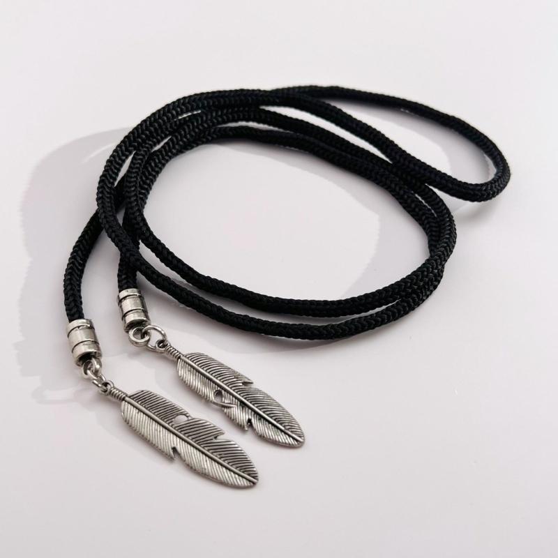Punk Bolo Tie Cowboy Feathers Feathers Necktie Necklace Semi-finished Accessory