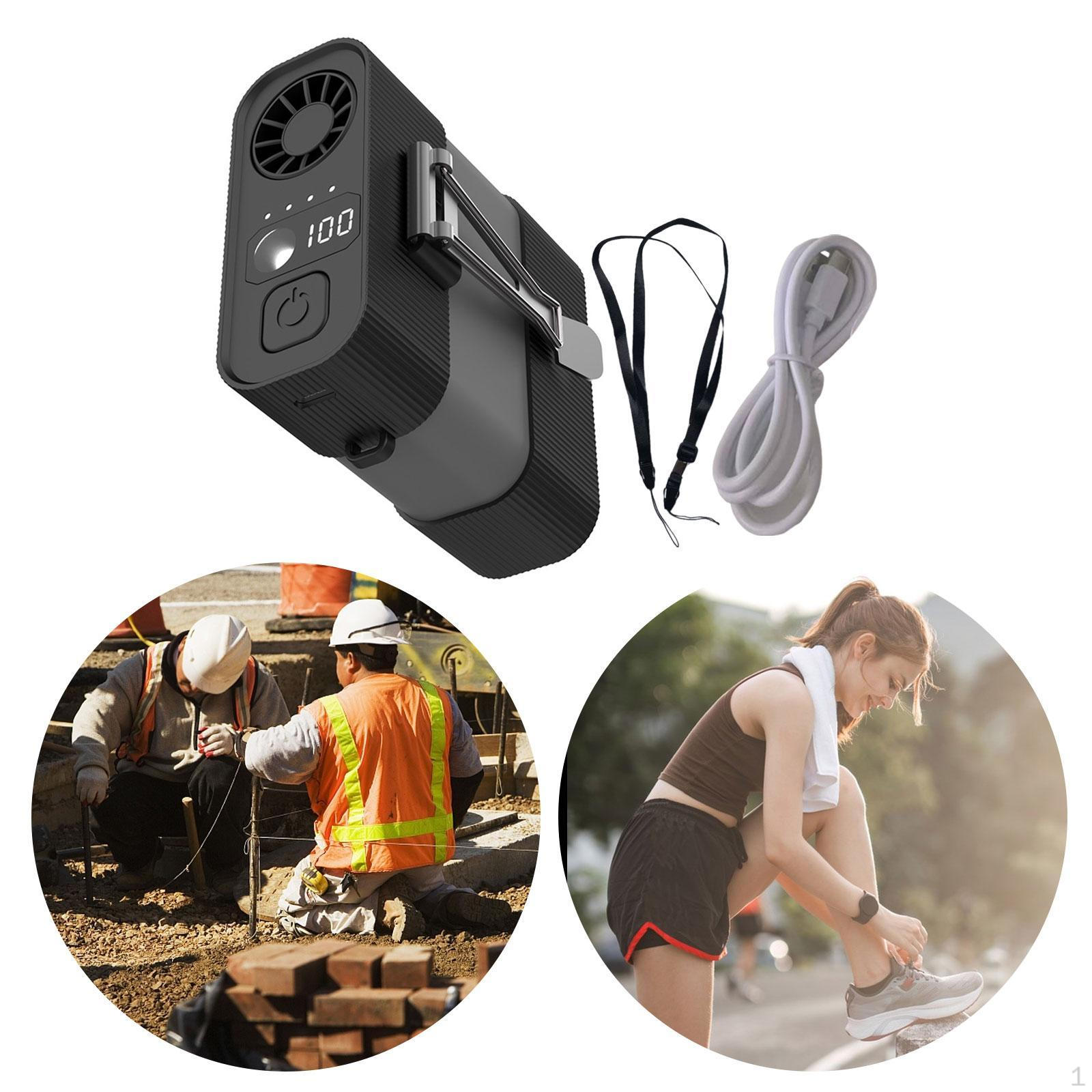 

Portable Waist Clip Fan, Cooling Personal Wearable 4 Speed Rechargeable Hands Fan for Outdoor Black