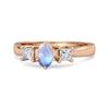 Moonstone Elegant Three Stone Ring - 925 Sterling Silver Rose Gold Vermeil