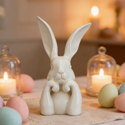 Easter Bunny Figurine Cute Rabbit Holding Face Statue 3D Printed Bunny Ornament