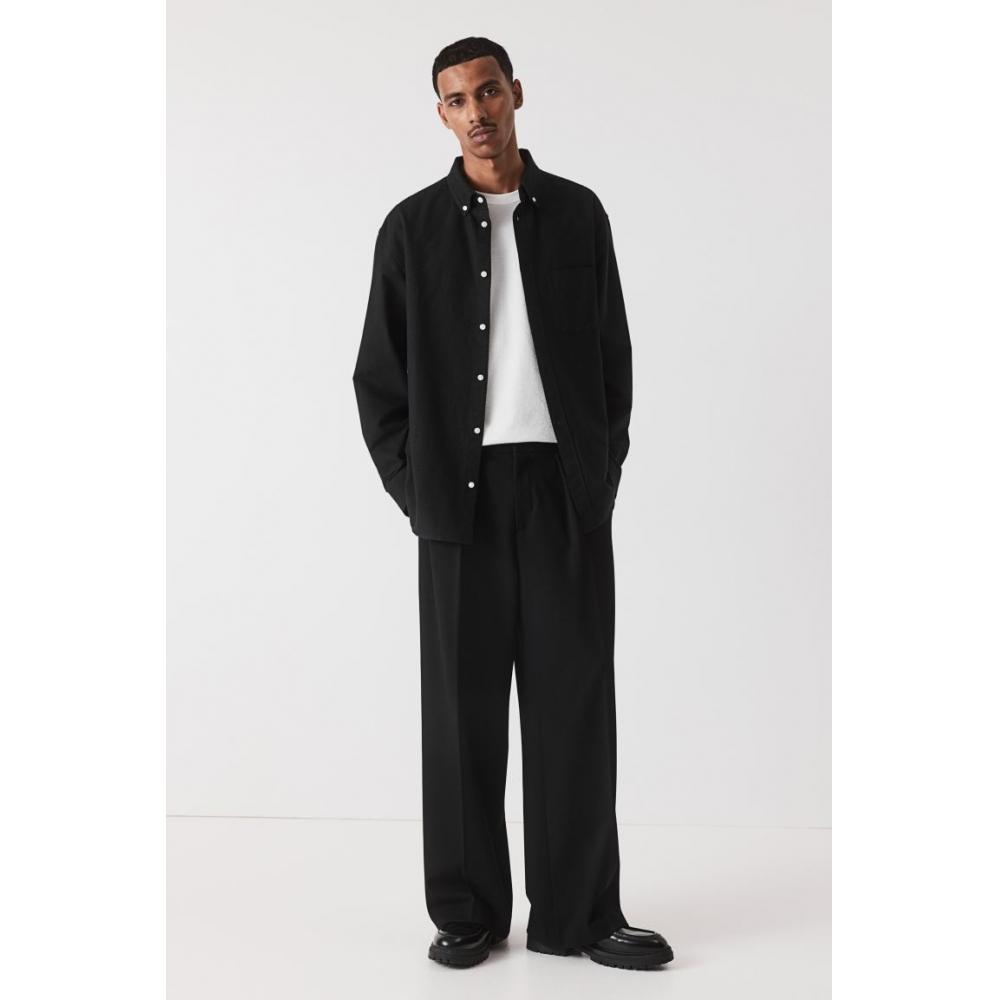 

Рубашка HM Regular Fit Oxford черная XS
