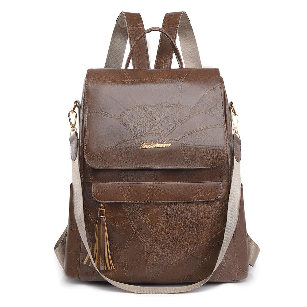 Женский многофункциональный рюкзак из мягкой кожи с кисточками в стиле ретро — фото 19