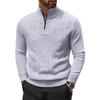 Half Zipper  Pullover  Long-Sleeved Knitted Sweater  Solid Color